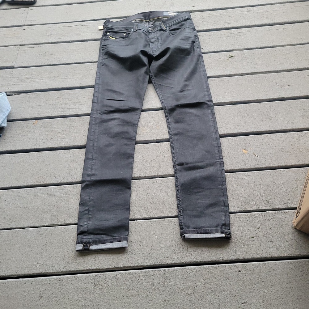 Vintage Diesel Black Stretch Straight Leg Jeans Mens Size 30x30